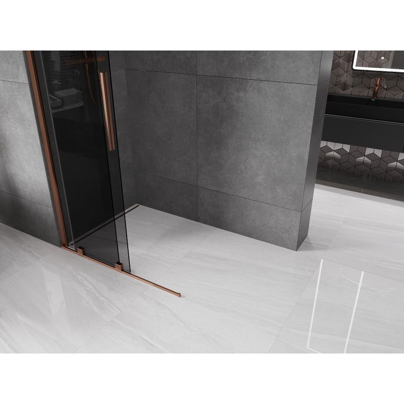 Mexen Velar sliding shower wall Walk-in 85 x 200 cm, graphite 8 mm, rose gold - 871-085-000-43-60