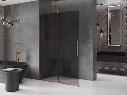Mexen Velar sliding shower wall Walk-in 150 x 200 cm, graphite 8 mm, rose gold - 871-150-000-43-60
