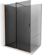 Mexen Velar walk-in shower panel 140 x 200 cm, graphite 8 mm, rose gold - 871-140-000-43-60