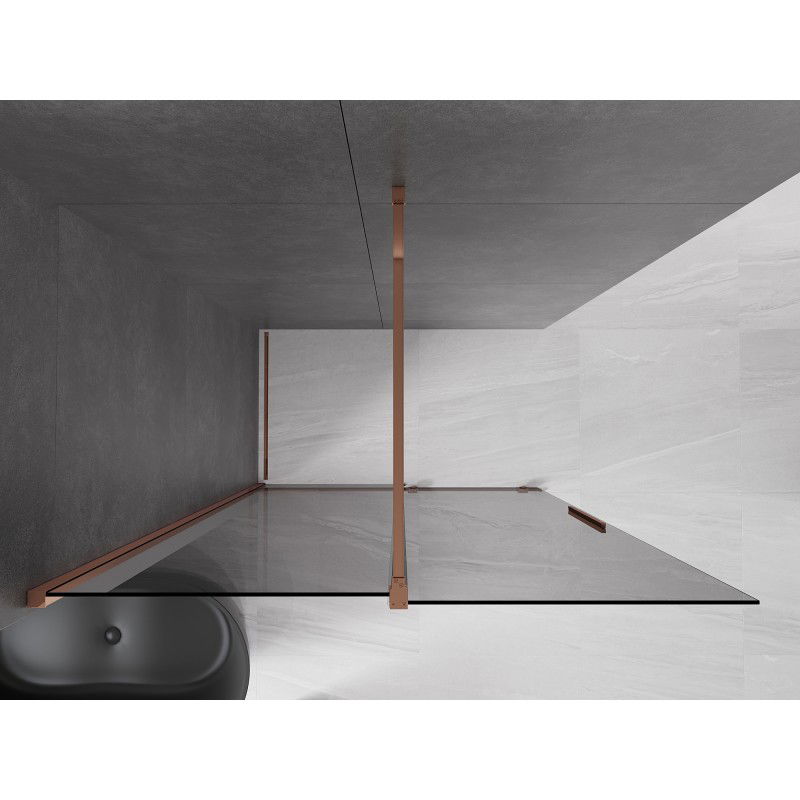 Mexen Velar sliding shower panel Walk-in 130 x 200 cm, graphite 8 mm, rose gold - 871-130-000-43-60