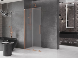 Mexen Velar sliding shower wall Walk-in 70 x 200 cm, frost 8 mm, brushed copper - 871-070-000-33-65