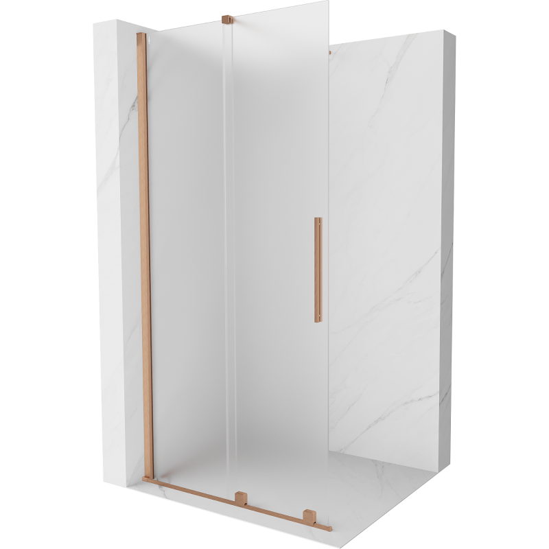 Mexen Velar Walk-in Shower Screen 75 x 200 cm, Frosted Glass 8 mm, Brushed Bronze - 871-075-000-33-65