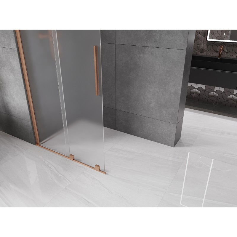 Mexen Velar sliding shower screen Walk-in 80 x 200 cm, frost 8 mm, brushed copper - 871-080-000-33-65