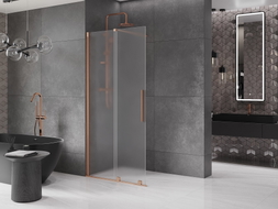 Mexen Velar sliding walk-in shower panel 110 x 200 cm, frost 8 mm, brushed copper - 871-110-000-33-65
