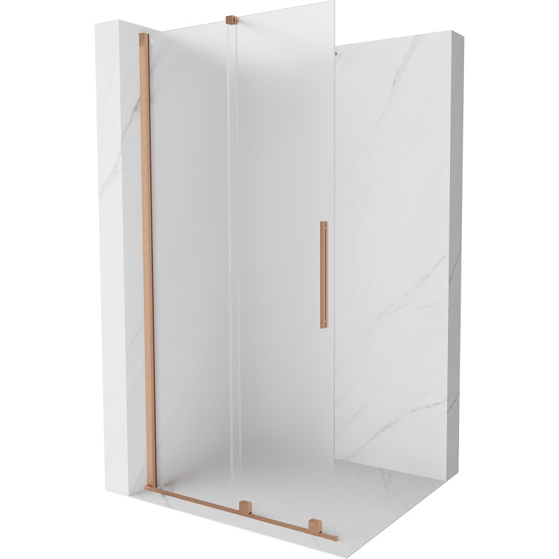 Mexen Velar sliding walk-in shower panel 110 x 200 cm, frost 8 mm, brushed copper - 871-110-000-33-65
