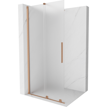 Mexen Velar sliding Walk-in shower wall 110 x 200 cm, frosted 8 mm, brushed copper - 871-110-000-33-65