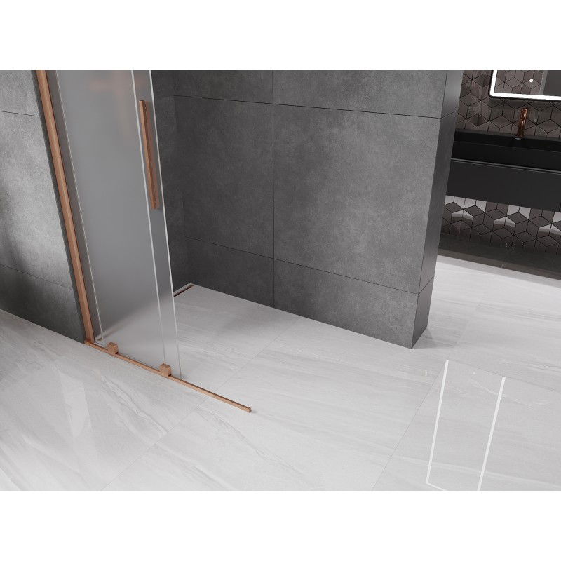 Mexen Velar sliding shower wall Walk-in 70 x 200 cm, frost 8 mm, brushed copper - 871-070-000-33-65