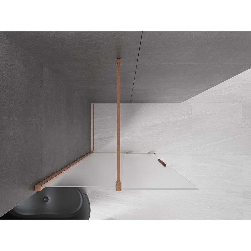 Mexen Velar sliding shower wall Walk-in 75 x 200 cm, frosted 8 mm, brushed copper - 871-075-000-33-65