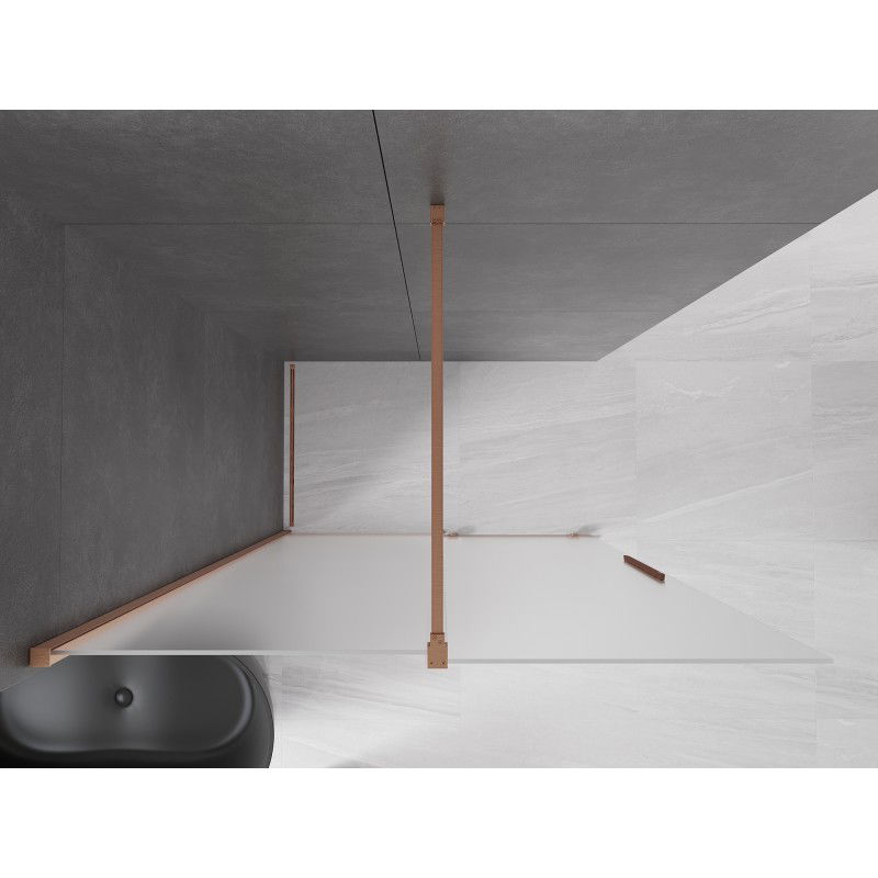 Mexen Velar Walk-in Sliding Shower Wall 140 x 200 cm, Frosted 8 mm, Brushed Copper - 871-140-000-33-65