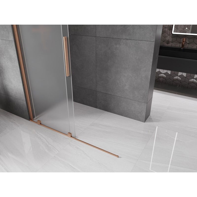 Mexen Velar sliding walk-in shower screen 150 x 200 cm, frost 8 mm, brushed copper - 871-150-000-33-65