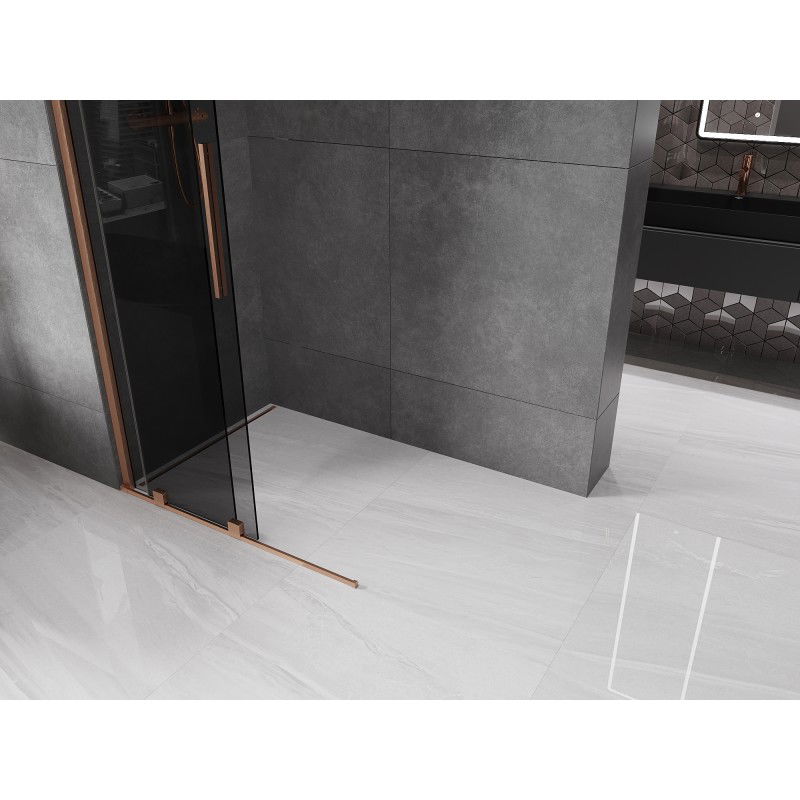 Mexen Velar Sliding Walk-in Shower Screen 75 x 200 cm, Graphite 8 mm, Brushed Copper - 871-075-000-43-65