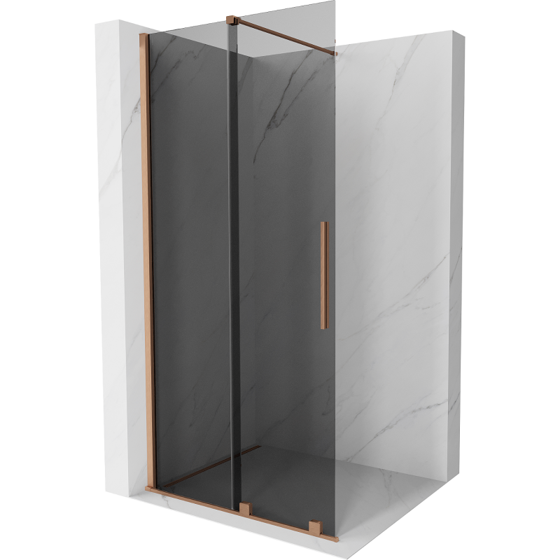 Mexen Velar Sliding Shower Screen Walk-in 85 x 200 cm, Graphite 8 mm, Brushed Copper - 871-085-000-43-65