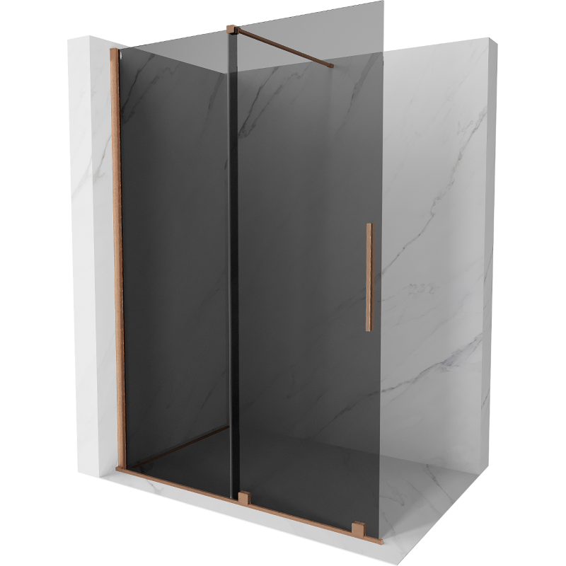 Mexen Velar Walk-in Shower Screen 140 x 200 cm, Graphite 8 mm, Brushed Bronze - 871-140-000-43-65