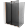 Mexen Velar sliding shower screen Walk-in 150 x 200 cm, graphite 8 mm, brushed copper - 871-150-000-43-65