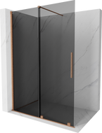 Mexen Velar sliding shower screen Walk-in 150 x 200 cm, graphite 8 mm, brushed copper - 871-150-000-43-65
