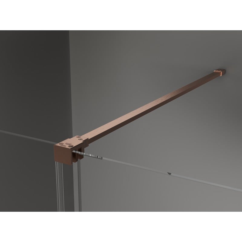 Mexen Velar sliding shower wall Walk-in 140 x 200 cm, graphite 8 mm, brushed copper - 871-140-000-43-65