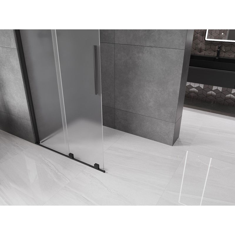 Mexen Velar sliding Walk-in shower wall 70 x 200 cm, frost 8 mm, black - 871-070-000-33-70