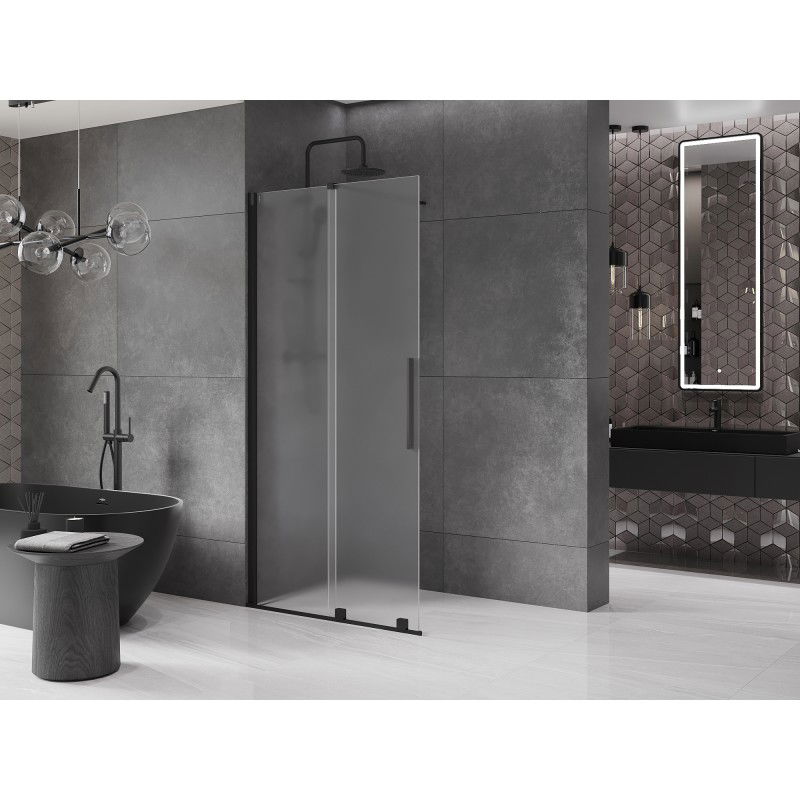 Mexen Velar sliding shower wall Walk-in 120 x 200 cm, frosted 8 mm, black - 871-120-000-33-70