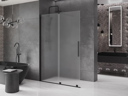 Mexen Velar Sliding Walk-in Shower Panel 130 x 200 cm, Frosted 8 mm, Black - 871-130-000-33-70