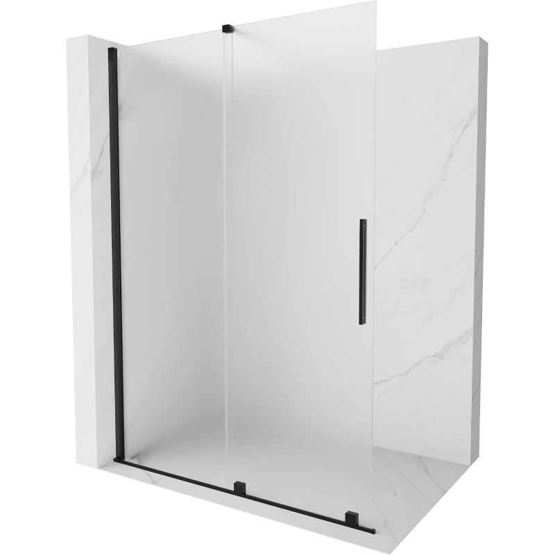 Mexen Velar Walk-in Shower Screen 160 x 200 cm, Frosted 8 mm, Black - 871-160-000-33-70