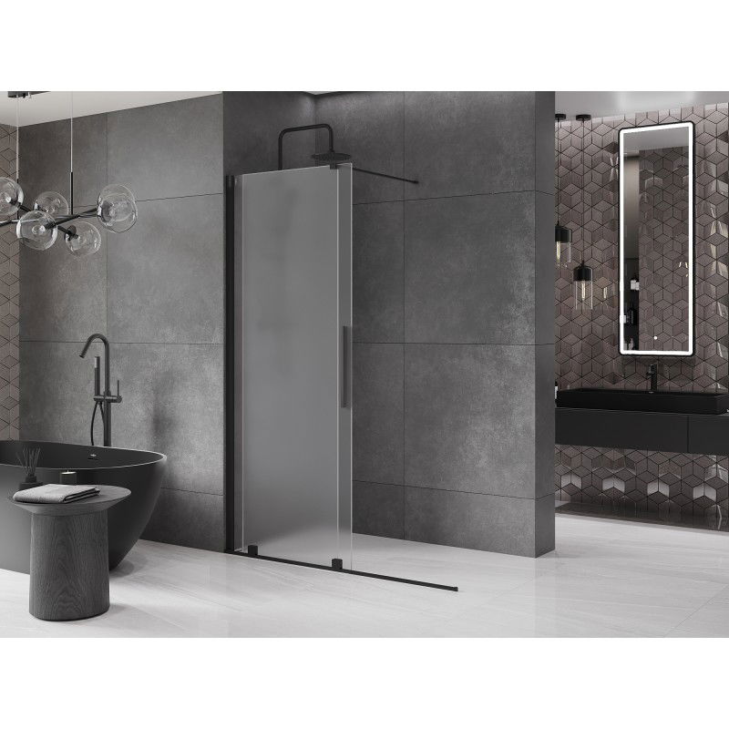 Mexen Velar sliding shower wall Walk-in 150 x 200 cm, frost 8 mm, black - 871-150-000-33-70