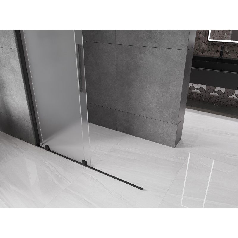 Mexen Velar sliding shower wall Walk-in 150 x 200 cm, frost 8 mm, black - 871-150-000-33-70