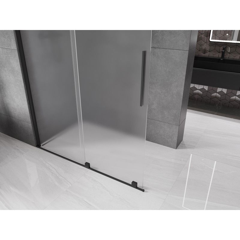 Mexen Velar sliding shower wall Walk-in 150 x 200 cm, frost 8 mm, black - 871-150-000-33-70