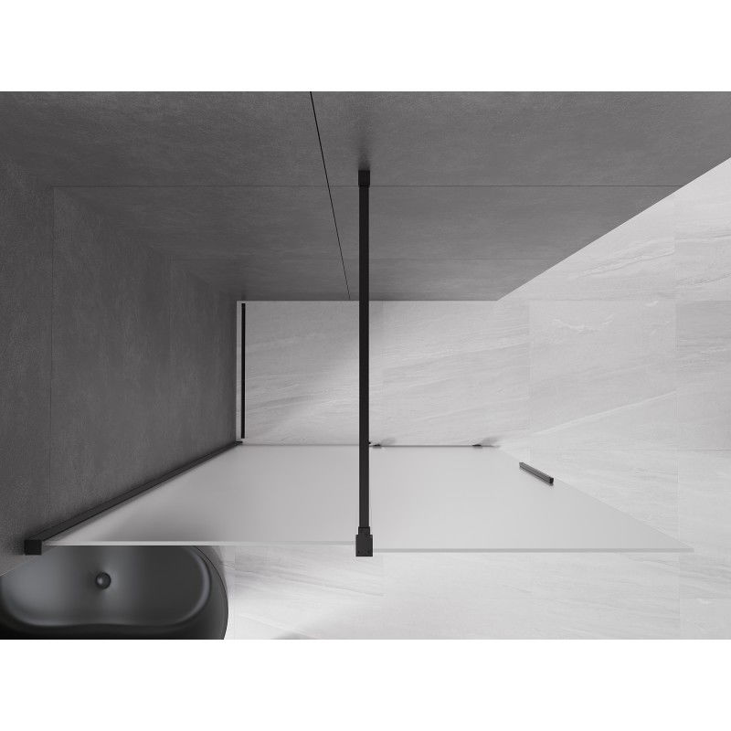 Mexen Velar sliding shower wall Walk-in 160 x 200 cm, frost 8 mm, black - 871-160-000-33-70