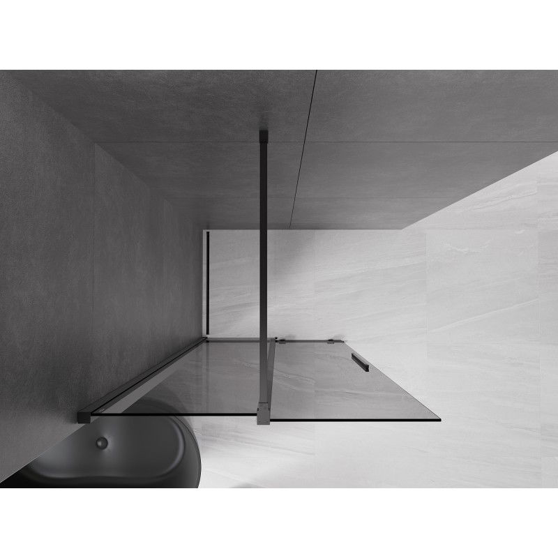 Mexen Velar sliding walk-in shower wall 85 x 200 cm, graphite 8 mm, black - 871-085-000-43-70
