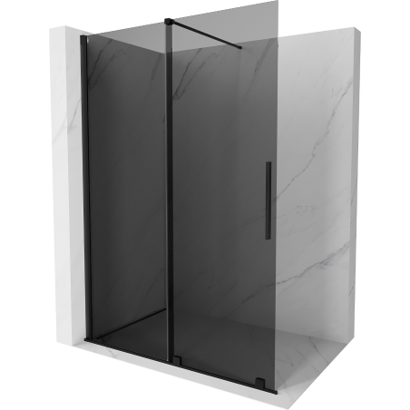 Mexen Velar Walk-in Sliding Shower Wall 130 x 200 cm, Graphite 8 mm, Black - 871-130-000-43-70