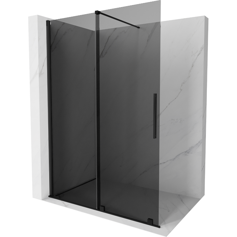 Mexen Velar Walk-in Shower Wall 140 x 200 cm, Graphite 8 mm, Black - 871-140-000-43-70