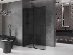 Mexen Velar Walk-in Shower Wall 140 x 200 cm, Graphite 8 mm, Black - 871-140-000-43-70