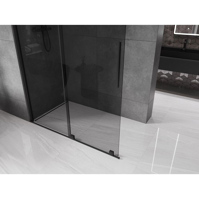 Mexen Velar sliding shower screen Walk-in 140 x 200 cm, graphite 8 mm, black - 871-140-000-43-70