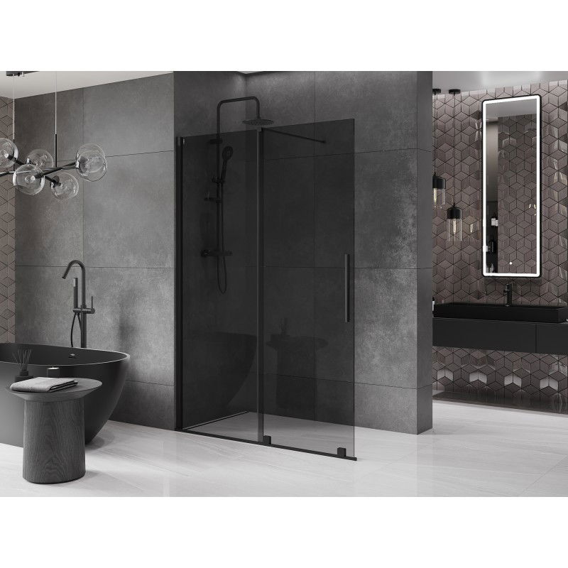 Mexen Velar Sliding Walk-in Shower Screen 160 x 200 cm, Graphite 8 mm, Black - 871-160-000-43-70