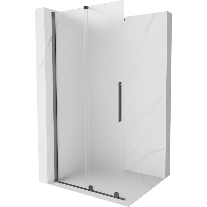 Mexen Velar Sliding Shower Wall Walk-in 90 x 200 cm, Frosted 8 mm, Brushed Gun Gray - 871-090-000-33-66