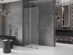 Mexen Velar Sliding Shower Wall Walk-in 90 x 200 cm, Frosted 8 mm, Brushed Gun Gray - 871-090-000-33-66