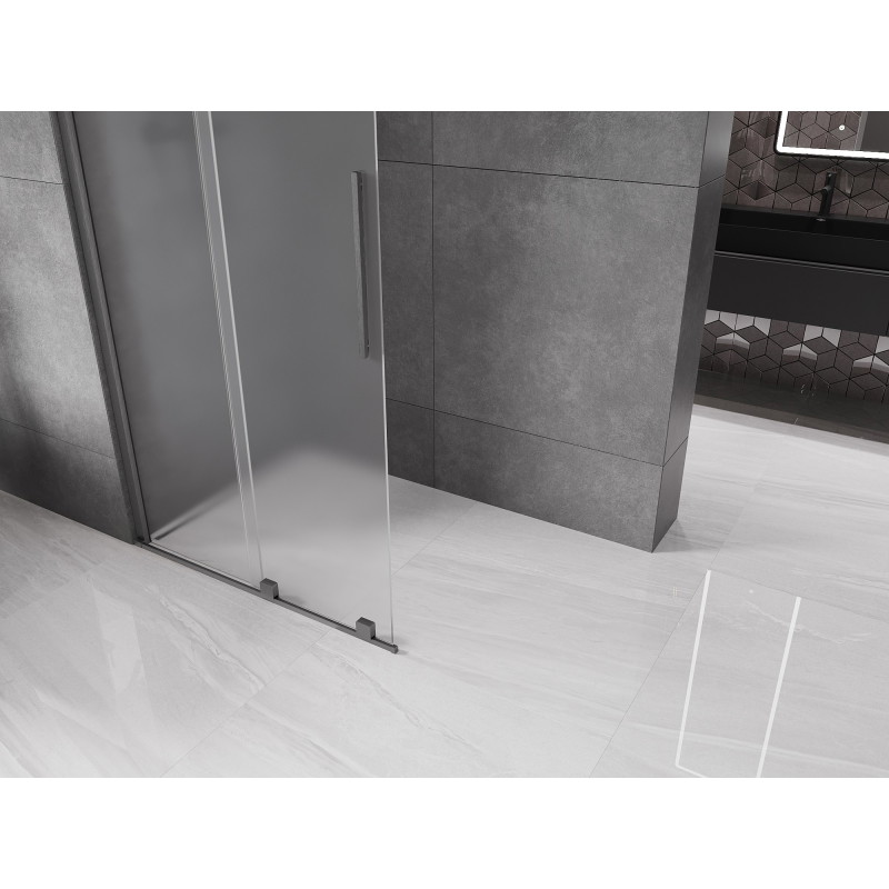 Mexen Velar Sliding Shower Wall Walk-in 90 x 200 cm, Frosted 8 mm, Brushed Gun Gray - 871-090-000-33-66