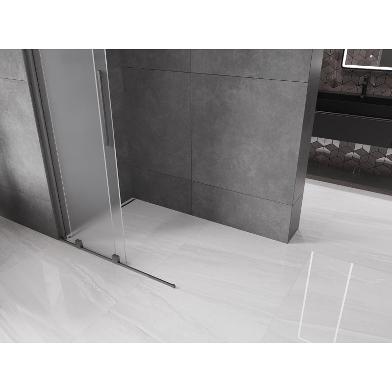 Mexen Velar Sliding Shower Wall Walk-in 90 x 200 cm, Frosted 8 mm, Brushed Gun Gray - 871-090-000-33-66