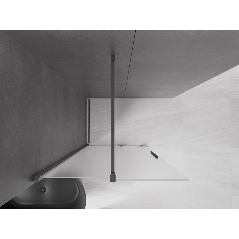 Mexen Velar Sliding Shower Wall Walk-in 90 x 200 cm, Frosted 8 mm, Brushed Gun Gray - 871-090-000-33-66