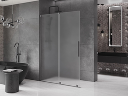 Mexen Velar sliding shower wall Walk-in 140 x 200 cm, frost 8 mm, brushed gun gray - 871-140-000-33-66