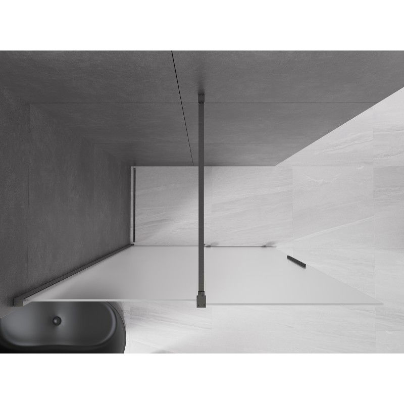 Mexen Velar sliding shower wall Walk-in 150 x 200 cm, frosted 8 mm, brushed gun gray - 871-150-000-33-66