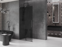 Mexen Velar sliding shower wall Walk-in 85 x 200 cm, graphite 8 mm, gun gray brushed - 871-085-000-43-66