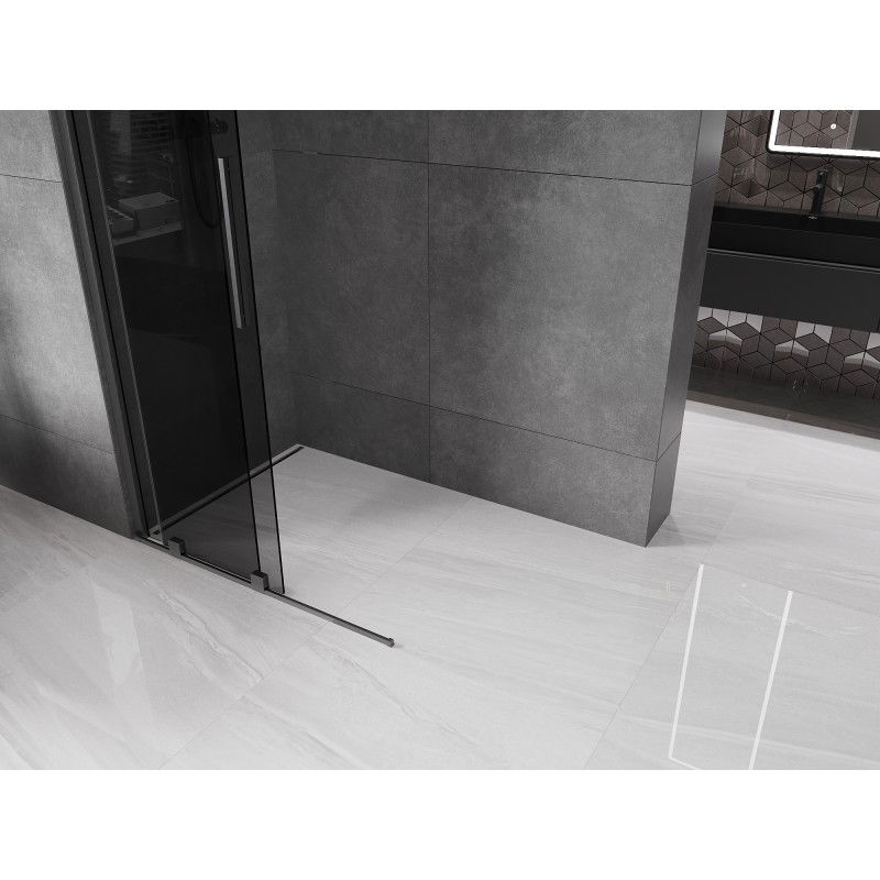 Mexen Velar sliding shower wall Walk-in 75 x 200 cm, graphite 8 mm, gun gray brushed - 871-075-000-43-66