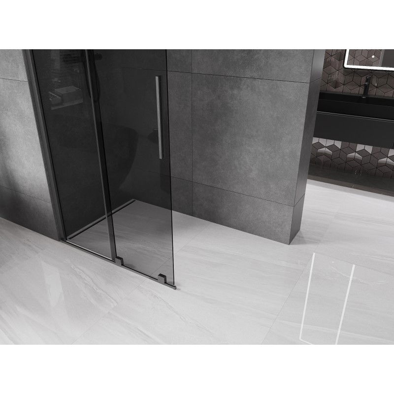 Mexen Velar sliding shower wall Walk-in 80 x 200 cm, graphite 8 mm, gun gray brushed - 871-080-000-43-66