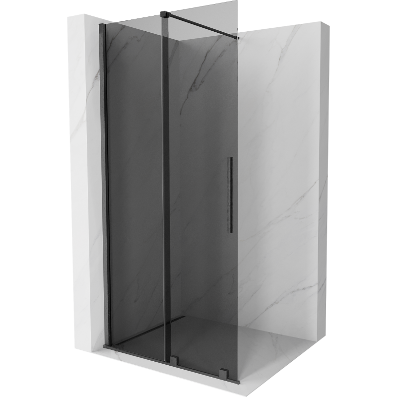 Mexen Velar Walk-in Shower Panel 100 x 200 cm, Graphite 8 mm, Brushed Gun Gray - 871-100-000-43-66