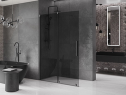 Mexen Velar sliding shower wall Walk-in 150 x 200 cm, graphite 8 mm, brushed gun gray - 871-150-000-43-66