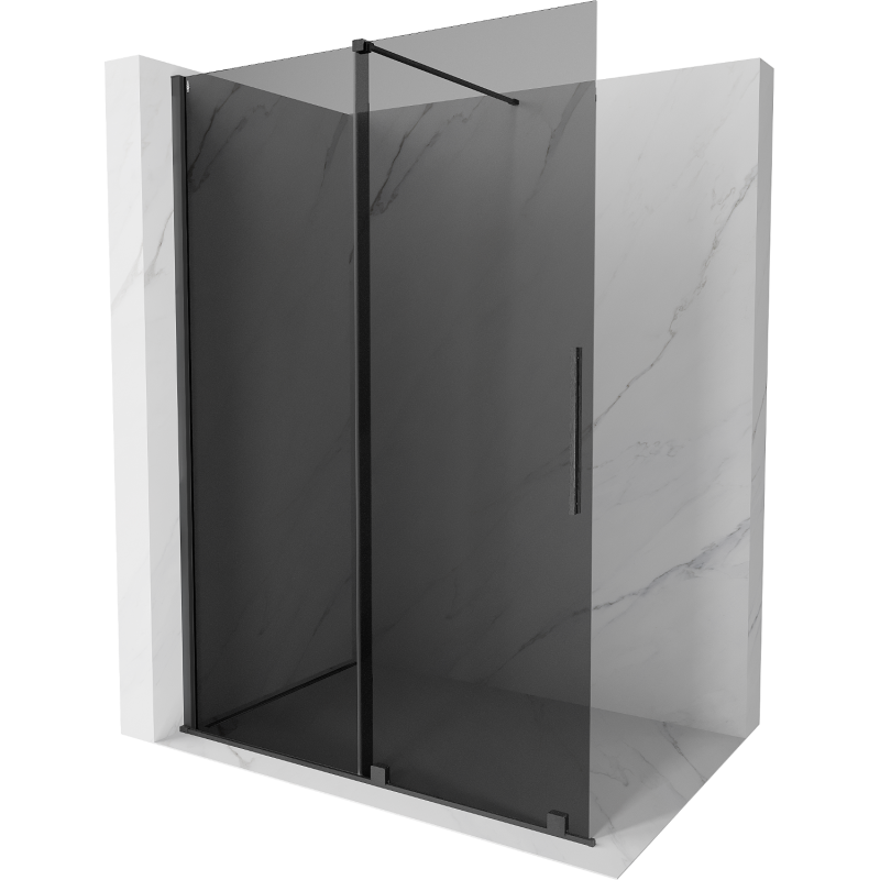 Mexen Velar walk-in shower wall sliding 150 x 200 cm, graphite 8 mm, brushed gun gray - 871-150-000-43-66