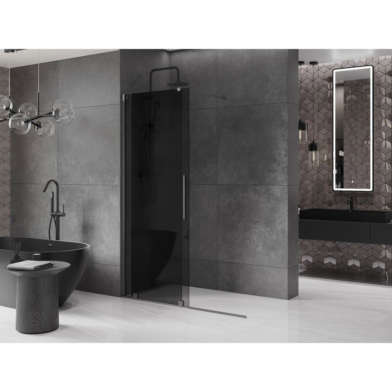 Mexen Velar sliding shower screen Walk-in 160 x 200 cm, graphite 8 mm, gun gray brushed - 871-160-000-43-66