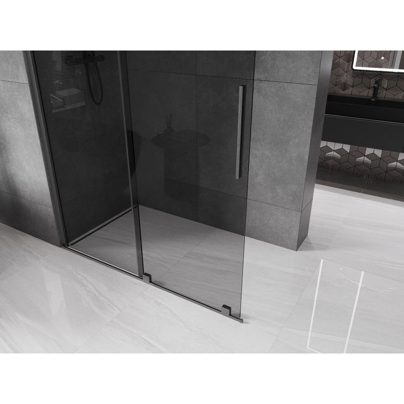 Mexen Velar sliding shower wall Walk-in 150 x 200 cm, graphite 8 mm, brushed gun gray - 871-150-000-43-66