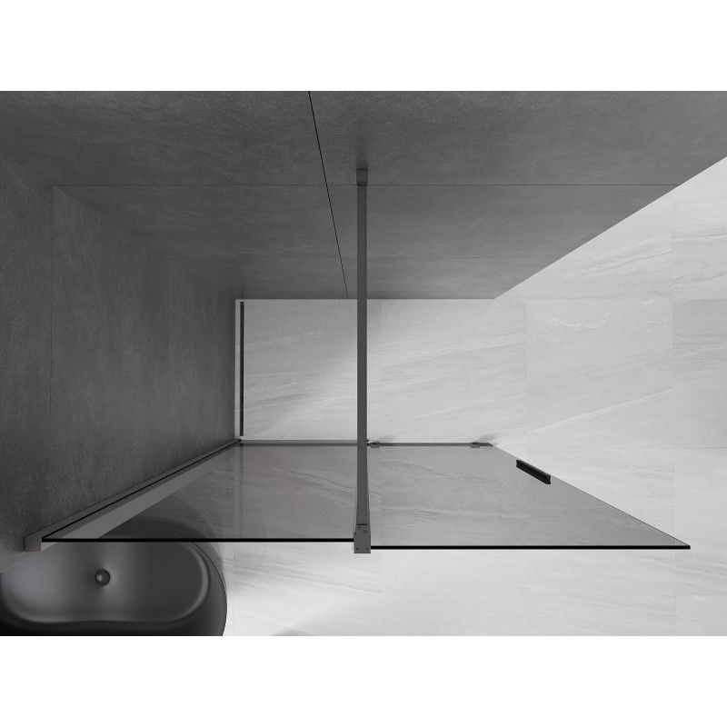 Mexen Velar sliding shower wall Walk-in 140 x 200 cm, graphite 8 mm, brushed gun gray - 871-140-000-43-66